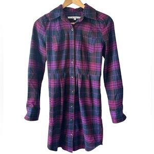 Walter Plaid Button Up Dress XS